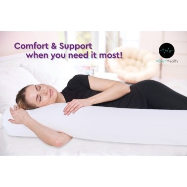 AllSett Health® Ergonomic Memory Foam XXL Cylinder Bolster Body Pillow with Removable Washable Cover