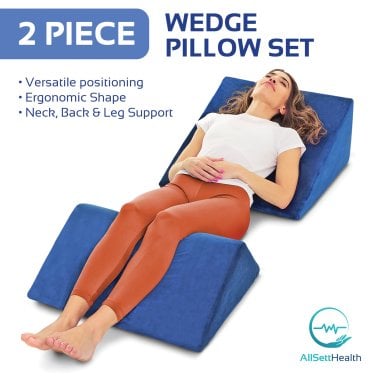 AllSett Health® Bed Wedge Memory Foam Incline Pillow (Blue)