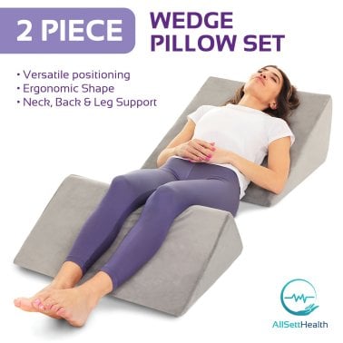 AllSett Health® Bed Wedge Memory Foam Incline Pillow (Gray)