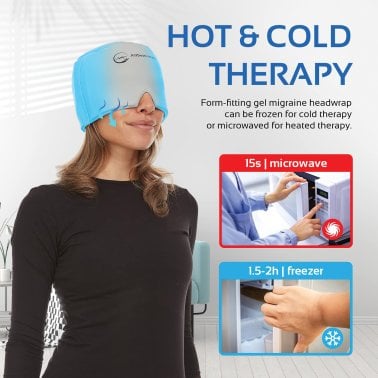 AllSett Health® Cold Gel Ice Head Wrap Hat for Headache and Migraine Relief, 2 Pack (Gray)