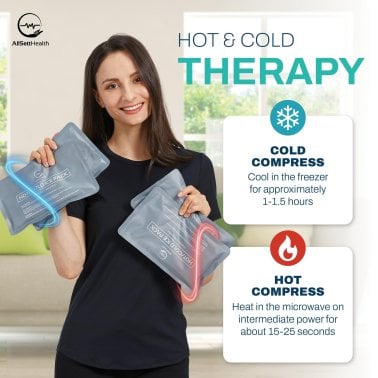 AllSett Health® Reusable Soft Gel Packs for Injuries with Velvet-Soft Fleece Fabric, 4 Pack (Gray)