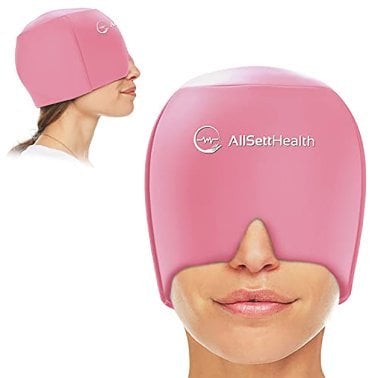 AllSett Health® Cold Gel Ice Head Wrap Hat for Headache and Migraine Relief (1 Pack; Pink)