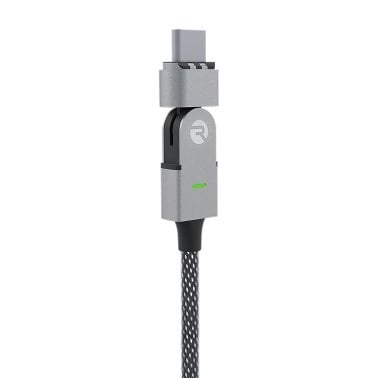 Raycon® The Magic 180 Pro Fast-Charging Cable for iOS™, Micro USB, and USB-C®, Black