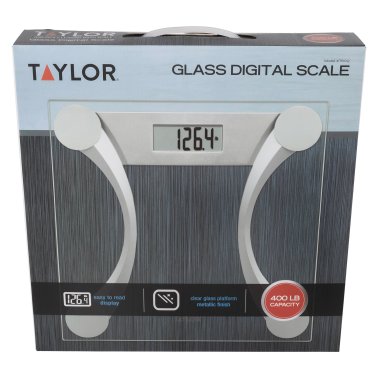 Taylor® Precision Products Instant Read 400-lb Capacity Glass and Metallic Bathroom Scale