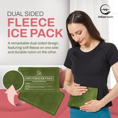 AllSett Health® Reusable Soft Gel Packs for Injuries with Velvet-Soft Fleece Fabric, 2 Pack (Green)