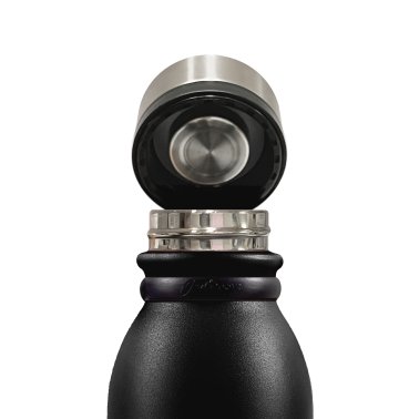 Outdoors Professional 20-Oz. Stainless Steel Double-Walled Vacuum-Insulated Travel Bottle with Leakproof Screw Cap (Black)
