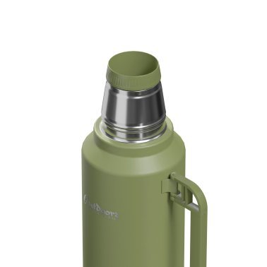 Outdoors Professional Stainless-Steel Termo Classic Vacuum Bottle with Carry Handle (33 Oz.; Green)