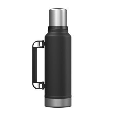 Outdoors Professional Stainless-Steel Termo Classic Vacuum Bottle with Carry Handle (47 Oz.; Black)