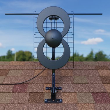 Antennas Direct® ClearStream™ 2V Indoor Outdoor TV Antenna UHF VHF Multi-Directional, 60+ Mile Range, 4K 8K UHD, NEXTGEN TV — with Reflector, 20-In. Mast