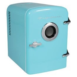 Frigidaire® 6-Can Retro Portable Beverage Refrigerator with Bluetooth® Speaker (Blue)