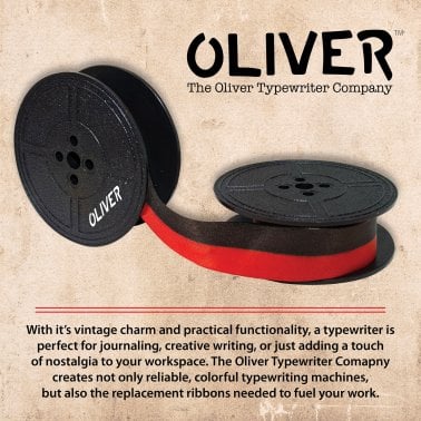The Oliver Typewriter Company Twin-Spool Typewriter Ribbon for Manual Typewriters, Red/Black
