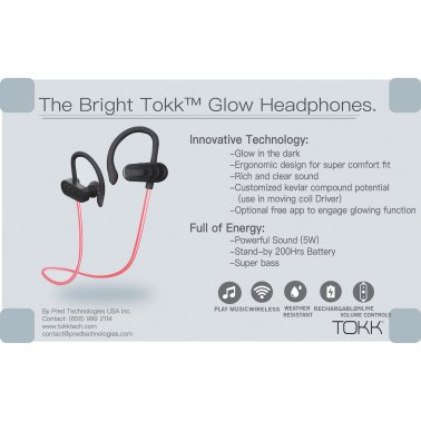 Tokk™ Glow In-Ear Bluetooth® Earbuds with Microphone (Black)