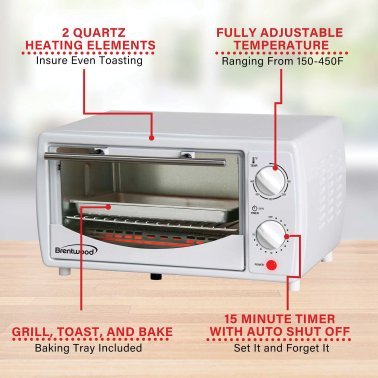 Brentwood® 4-Slice Toaster Oven (White)