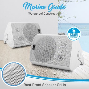 Pyle® PDWR61BTWT 60-Watt-Continuous-Power Indoor/Outdoor Wall-Mount Bluetooth® Speaker Set, White, 2 Count
