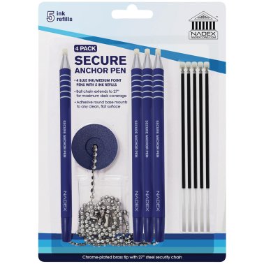 Nadex Coins™ 4-Pack Secure Counter Ballpoint Pens (Blue)