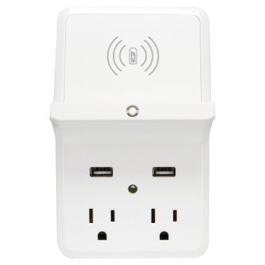 PRIME® Wireless-Charging-Dock Wall Tap with 2 Outlets and Dual USB Charger
