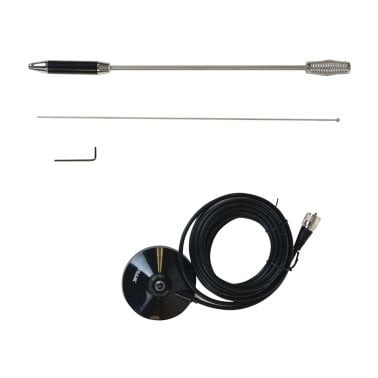 Tram® Center-Load Stainless Steel Whip CB Magnet-Mount Antenna Kit with 3-1/2-Inch Magnet and Cable