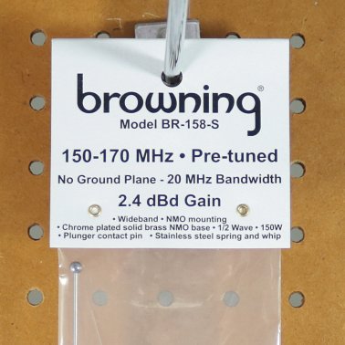 Browning® 200-Watt Pretuned Wide-Band 144 MHz to 174 MHz 2.4-dBd-Gain VHF Silver Antenna with Spring and NMO Mounting