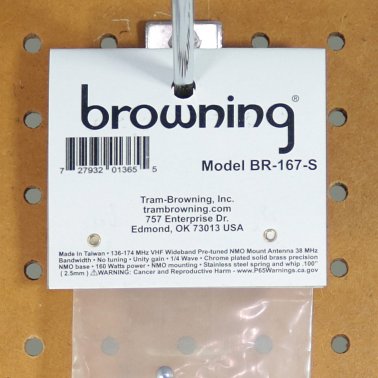 Browning® 160-Watt Wide-Band 136 MHz to 174 MHz Unity-Gain Antenna with NMO Mounting (Stainless Steel)