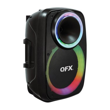 QFX® Portable Bluetooth® True Wireless Speaker with LEDs, Microphone, and Stand, Black, PBX-157SM
