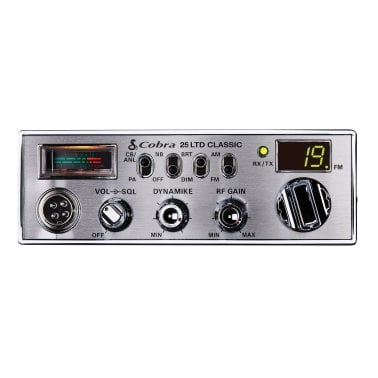 Cobra® 40-Channel AM/FM Compact Professional CB Radio with Microphone, Chrome Face, 25 LTD® Classic
