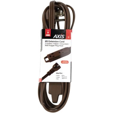3-Prong 3-Outlet Wall-Hugger Indoor Grounded Extension Cord (Brown)