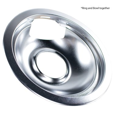 Certified Appliance Accessories® Chrome Style E Hinged 2 Large 8" & 2 Small 6" Replacement Drip Pans & Rings for Whirlpool®, Kenmore® & Maytag® Ranges