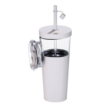 ASOBU® Marina See-Through Triton™ Tumbler with Flexible Straw (White)