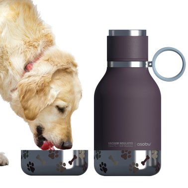 ASOBU® 33-Oz. Insulated Water Bottle with Removable Dog Bowl (Burgundy)