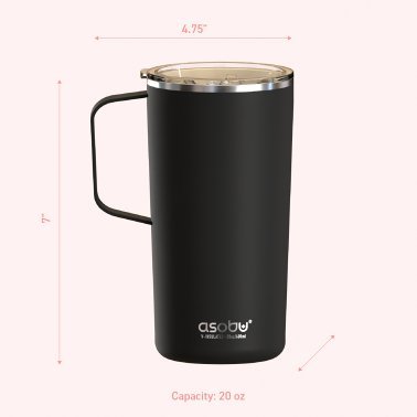 ASOBU® 20-Oz. Double-Wall-Insulated Stainless Steel Tower Coffee Mug with Ceramic Coating (Pink)