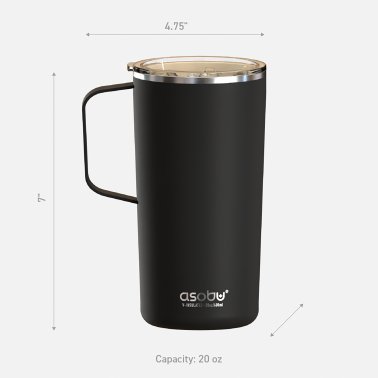 ASOBU® 20-Oz. Double-Wall-Insulated Stainless Steel Tower Coffee Mug with Ceramic Coating (White)