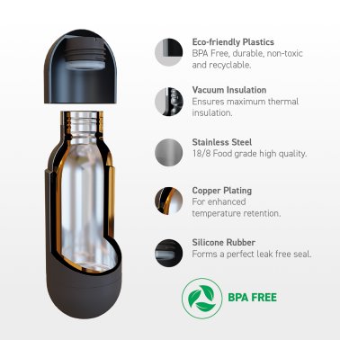 ASOBU® Puramic Orb Insulated Stainless Steel Water Travel Bottle with Ceramic Coating, 14-Oz.
