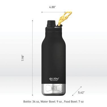 ASOBU® Buddy 32-Oz. 3-in-1 Water Bottle with Removable Dog Bowl and Food Compartment (Black)