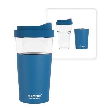 ASOBU® Vista 20-Oz. Stainless Steel Clear-Insulation Tritan™ Coffee Mug (Blue)