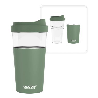 ASOBU® Vista 20-Oz. Stainless Steel Clear-Insulation Tritan™ Coffee Mug (Green)