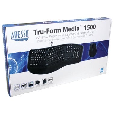 Adesso® Tru-Form Media™ 1500 Wireless Ergonomic Keyboard & Laser Mouse