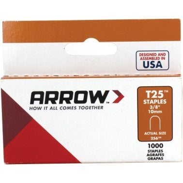 Arrow® T25™ Round Crown Staples, 1,000 Pack (3/8 In.)