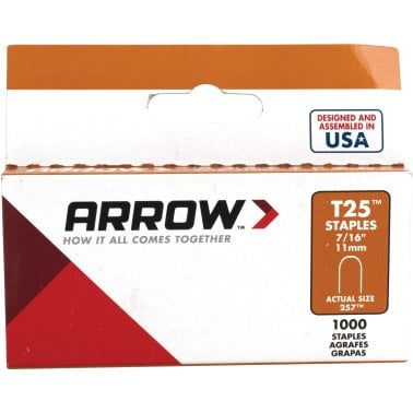 Arrow® T25™ Round Crown Staples, 1,000 Pack (7/16 In.)