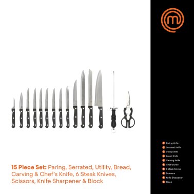 MasterChef® 15-Piece Knife Set Plus Knife Block