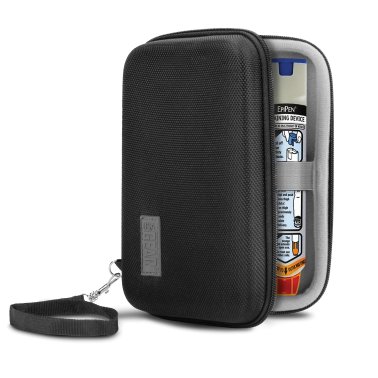 USA Gear® H Series HS65 Hard-Shell Carrying Case for EPIPEN® with Accessory Pocket and Wrist Strap, Black