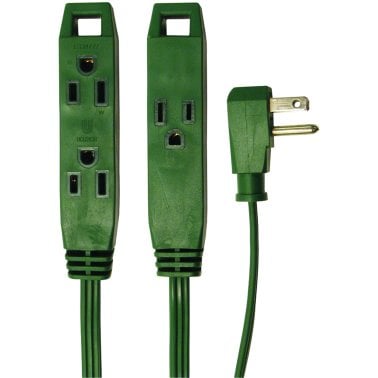 3-Prong 3-Outlet Wall-Hugger Indoor Grounded Extension Cord (Green)