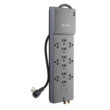 Belkin® Home/Office Surge Protector Power Strip, 12 Outlets, with Telephone and Coaxial Protection, 8-Ft. Cord, BE112230-08