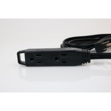 3-Prong 3-Outlet Wall-Hugger Indoor Grounded Extension Cord (Black)