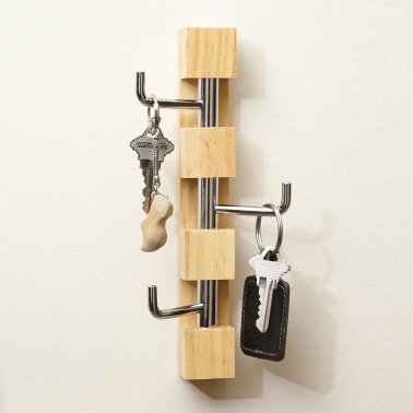 Better Houseware Milano Hook Vertical Rack, Chrome/Natural Wood