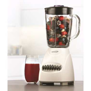 Brentwood® 42-Ounce 12-Speed + Pulse Electric Blender with Glass Jar (White)