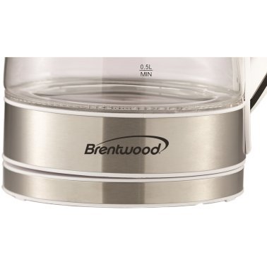 Brentwood® 1,100-Watt 1.8-Qt. 7-Cup Cordless Tempered-Glass Electric Kettle with Auto Shut-off (White)