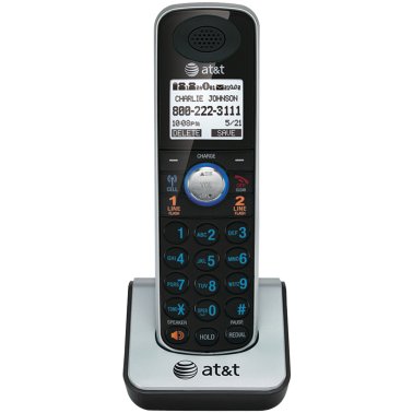 AT&T® DECT 6.0 2-Line 2-Handset Connect to Cell™ Corded Cordless Bluetooth® Phone System with Digital Answering System and Caller ID, Silver and Black