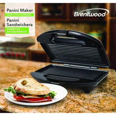 Brentwood® Nonstick Panini Press & Sandwich Maker (Black)