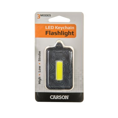 CARSON® 120-Lumen COB LED Keychain Flashlight with Stainless Steel Keyring, Gray, KL-10GY