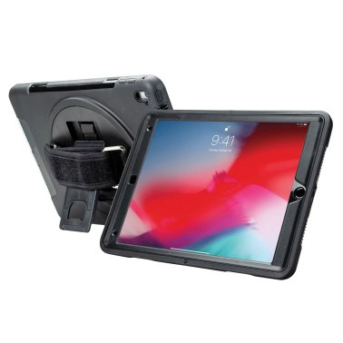 CTA Digital® Protective Case with Built-in 360º Rotatable Grip Kickstand for iPad® (Black)